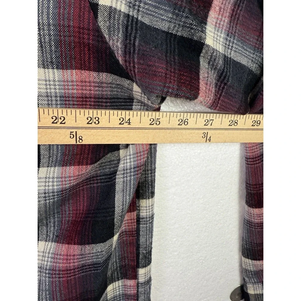 Vintage Van Heusen Mens XL Red Gray‎ Plaid Winterweight Flannel Shirt Shacket